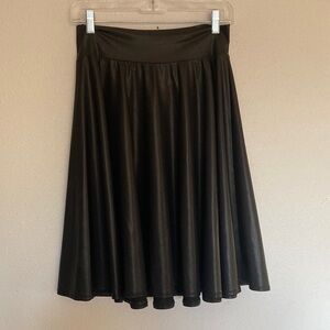 Bryn Walker Black Pull On Leather Look Midi Skirt Size Small Y2K